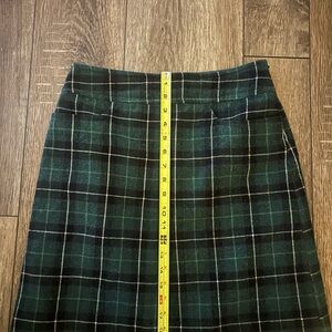 Blue & green plaid tartan fully lined skirt-2 front pockets, side zipper